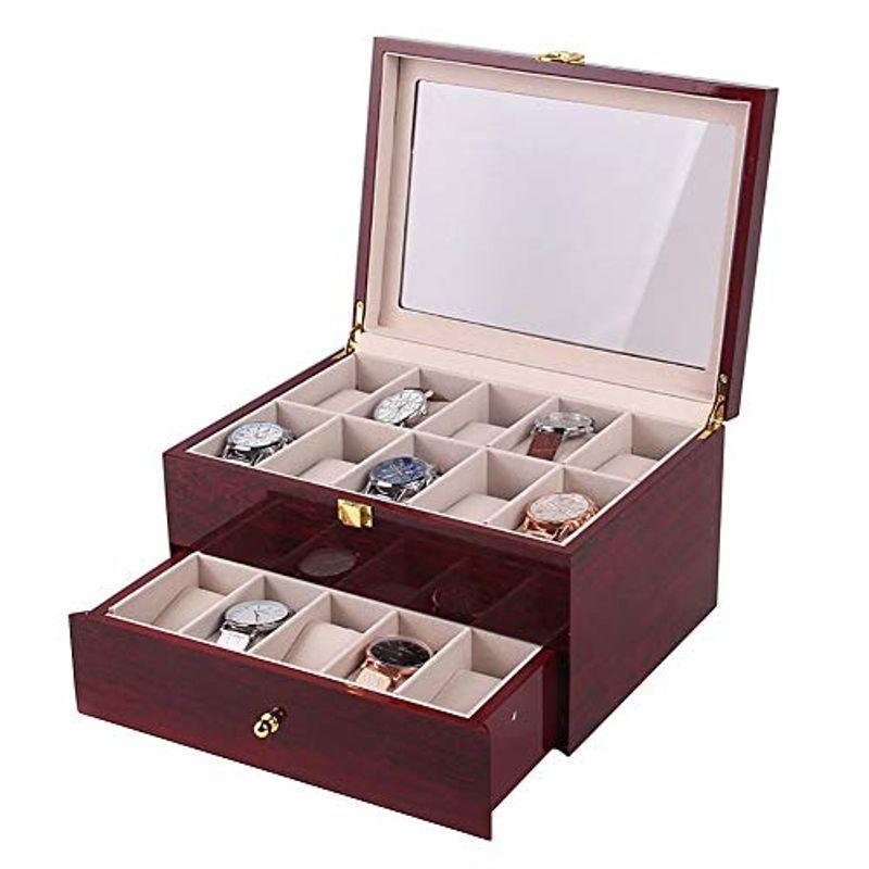 Fosinz 時計ケース 12本/20本/24本用 キー付き 保管 ディスプレイ コレクション 時計ケース 腕時計収納ボックス 木製 ジュエ