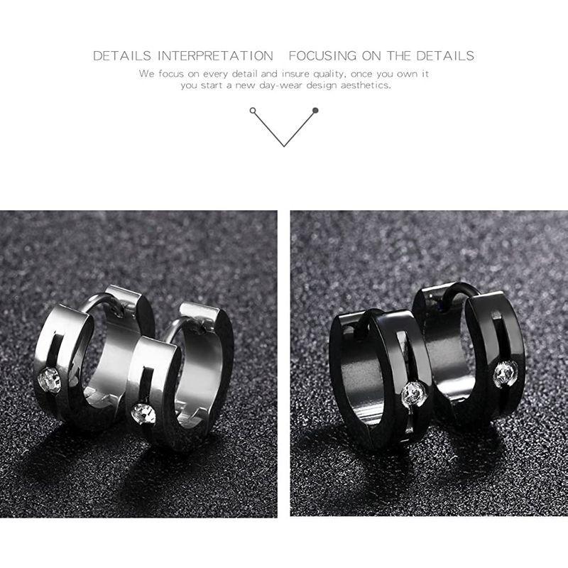 Rockyu ジュエリー ブランド 人気 フープピアス ブラック ピアス フープ メンズ レディース ステンレス ハート ジルコニア ブラ 超歓迎された