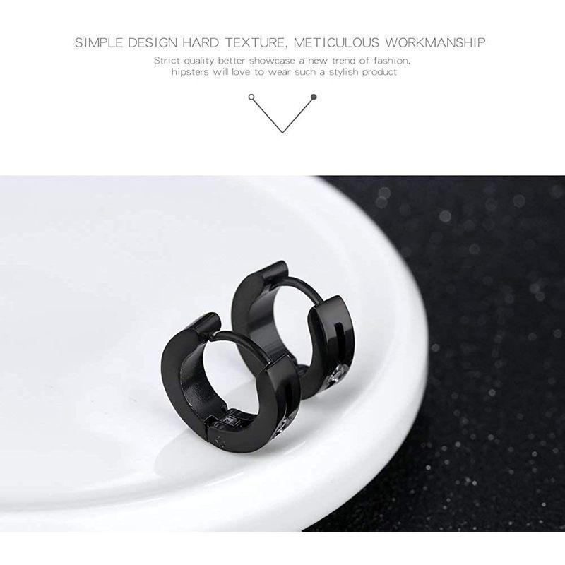 Rockyu ジュエリー ブランド 人気 フープピアス ブラック ピアス フープ メンズ レディース ステンレス ハート ジルコニア ブラ 超歓迎された