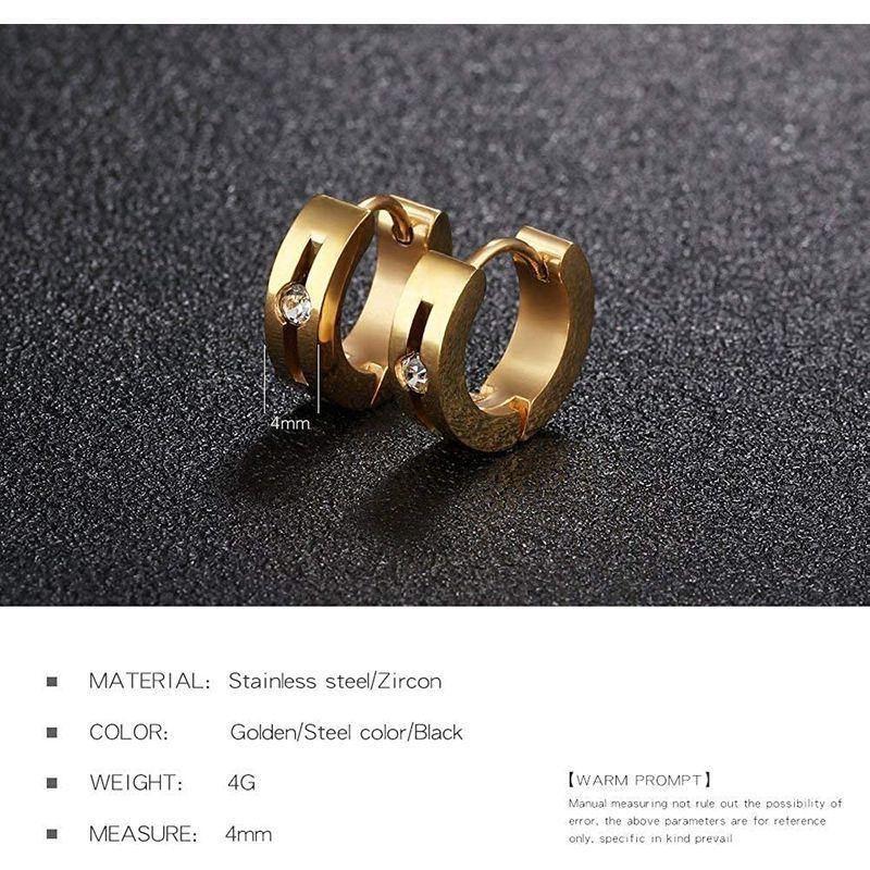 Rockyu ジュエリー ブランド 人気 フープピアス ブラック ピアス フープ メンズ レディース ステンレス ハート ジルコニア ブラ 超歓迎された