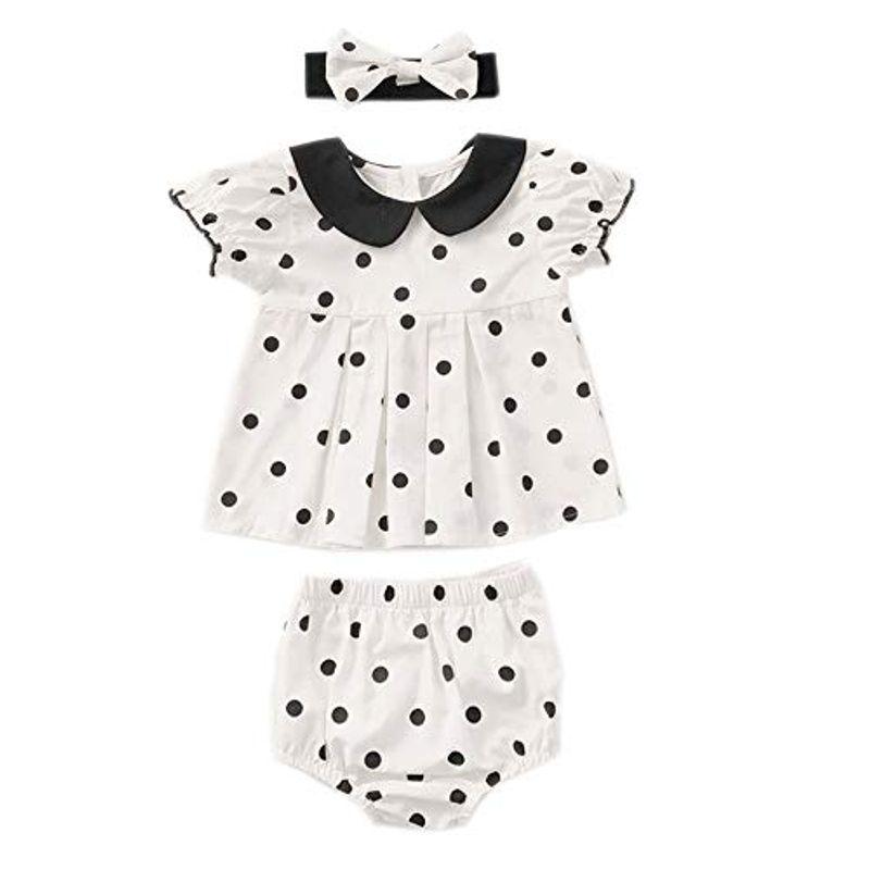 847円 でおすすめアイテム Mumamp Nny ベビー服 水玉柄 ロンパースドット柄 ショートパンツ ヘアバンド 上下 3点セット 新生児 赤ちゃん 女の子 お姫様 おしゃ