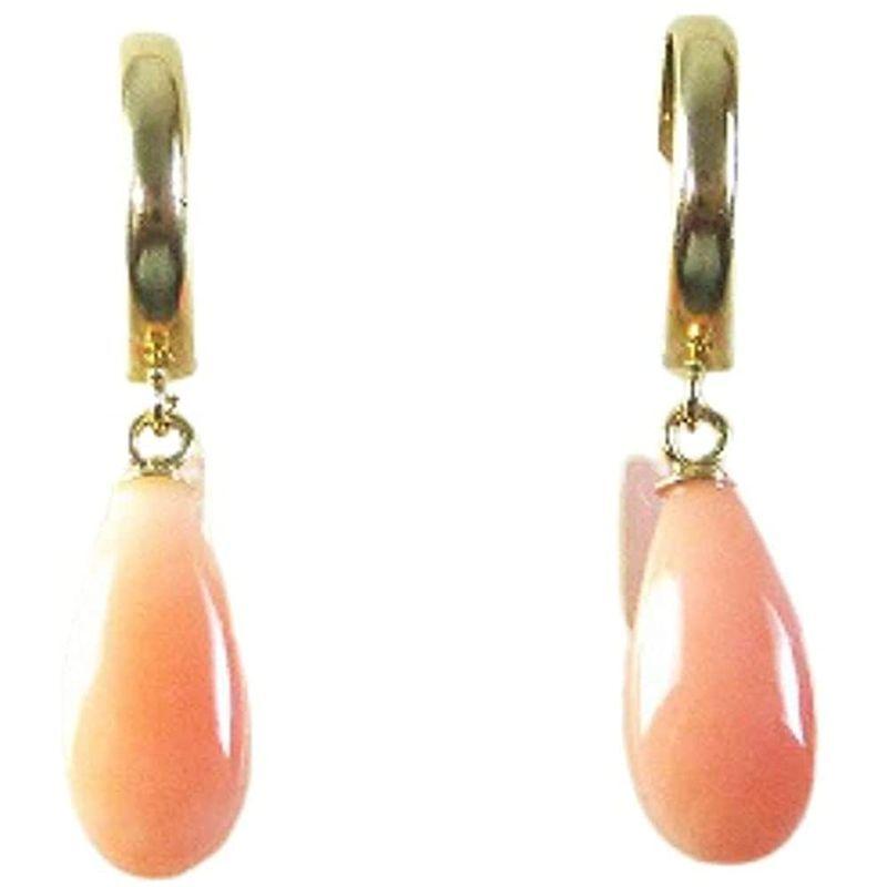 公式 グッズ 深海珊瑚 ピアス ブラ 12ミリ 滴型ピンク色の珊瑚 18金イエローゴールド スタッド シリコン付きキャッチ 揺れるピアス 無染色さんご 【SKC2935363613】(19084円)