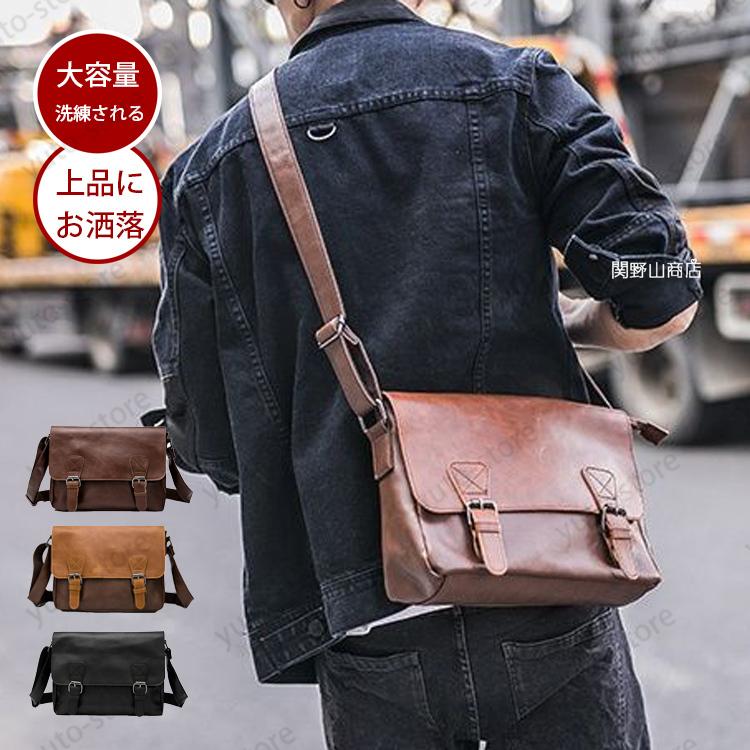 ショルダーバッグ メンズ 小さい 斜めがけバッグ 大容量 おしゃれ メッセンジャーバッグ 男性 鞄 バッグ ビジネス フェイクレザー 大人 仕事 通勤 30代 40代 Yuto145 関野山商店 通販 Yahoo ショッピング