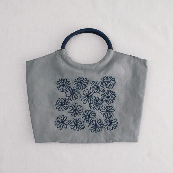 ★じゅりりん＞❁⃘*.゜和装用バッグ ダークグレー 花柄刺繍❁⃘*.゜ share with Kurihara harumi 栗原はるみ/ファッション雑貨/刺繍