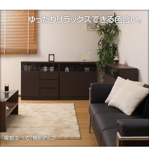 リビングキャビネット幅80 扉タイプ 収納家具 タンス チェスト 完成品 扉にガラスが一体化 スタイリッシュ  NO-0001 日本製 ランキング1位の画像