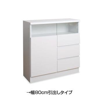 リビングキャビネット幅80 扉タイプ 収納家具 タンス チェスト 完成品 扉にガラスが一体化 スタイリッシュ  NO-0001 日本製 ランキング1位の画像