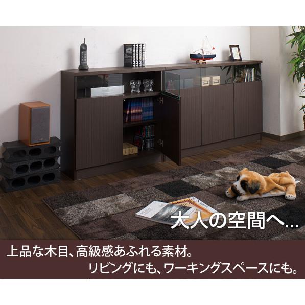リビングキャビネット幅80 扉タイプ 収納家具 タンス チェスト 完成品 扉にガラスが一体化 スタイリッシュ  NO-0001 日本製 ランキング1位の画像