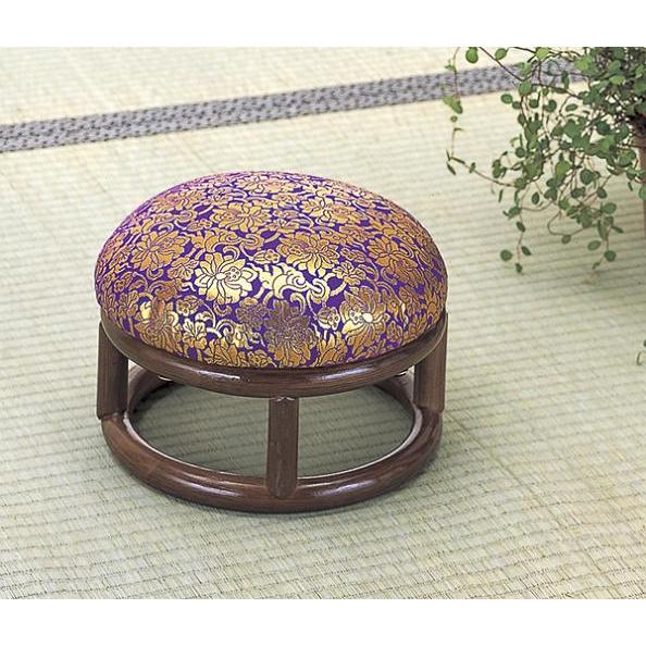 籐 金襴正座椅子 丸型 C17 イス チェア 座椅子 完成品 ラタン 今枝商店