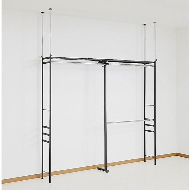 ツッパリクローゼットハンガーラック ロータイプ/ワイド 収納家具 本棚