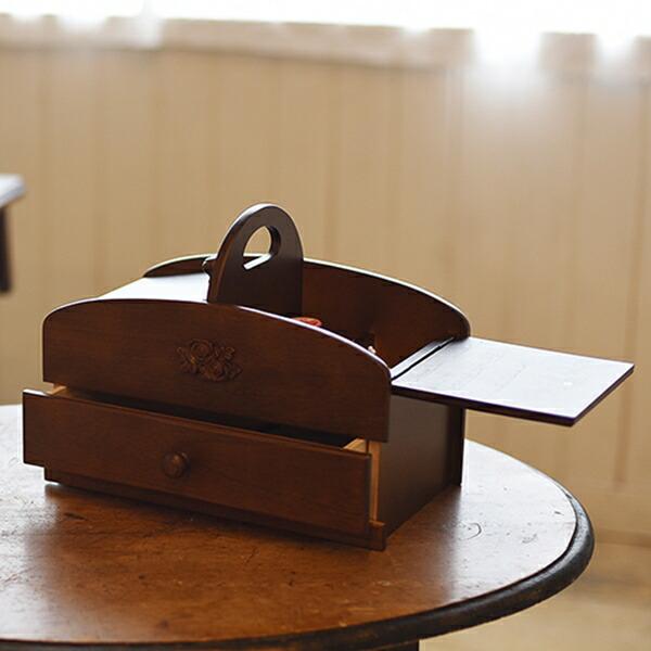 手芸 ハンドクラフト 裁縫道具 裁縫箱 木製 ソーイングボックス 引出し 