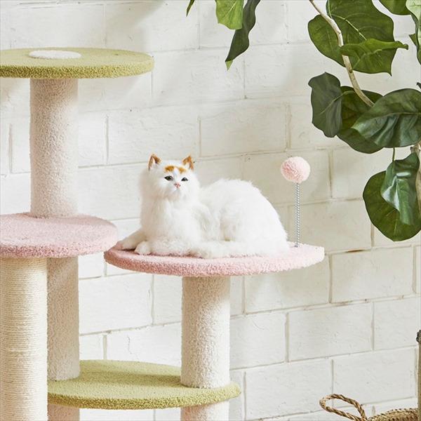 ピンク色のキュートな キャットタワー 猫用品 キャットタワー CAT-TW-MOMO キュート キャットタワー 猫 リビング お留守番の画像