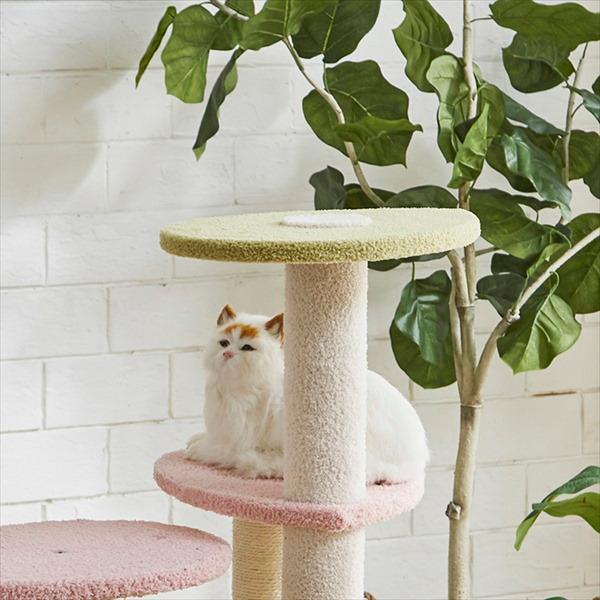 ピンク色のキュートな キャットタワー 猫用品 キャットタワー CAT-TW-MOMO キュート キャットタワー 猫 リビング お留守番の画像