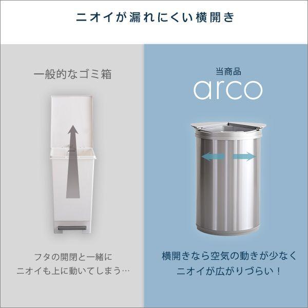 横開きステンレス自動開閉ゴミ箱 「arco-アルコ」 ゴミ箱 ダストボックス ARCO 自動開閉ゴミ箱 ダストボックス 横開き ステンレス センサー感知の画像
