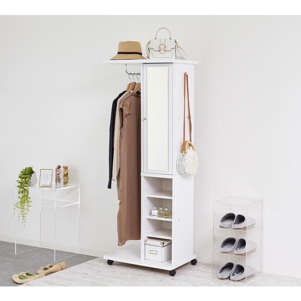 ミラー付ハンガーラック 収納家具 ドレッサー 鏡台 姿見ドレッサー