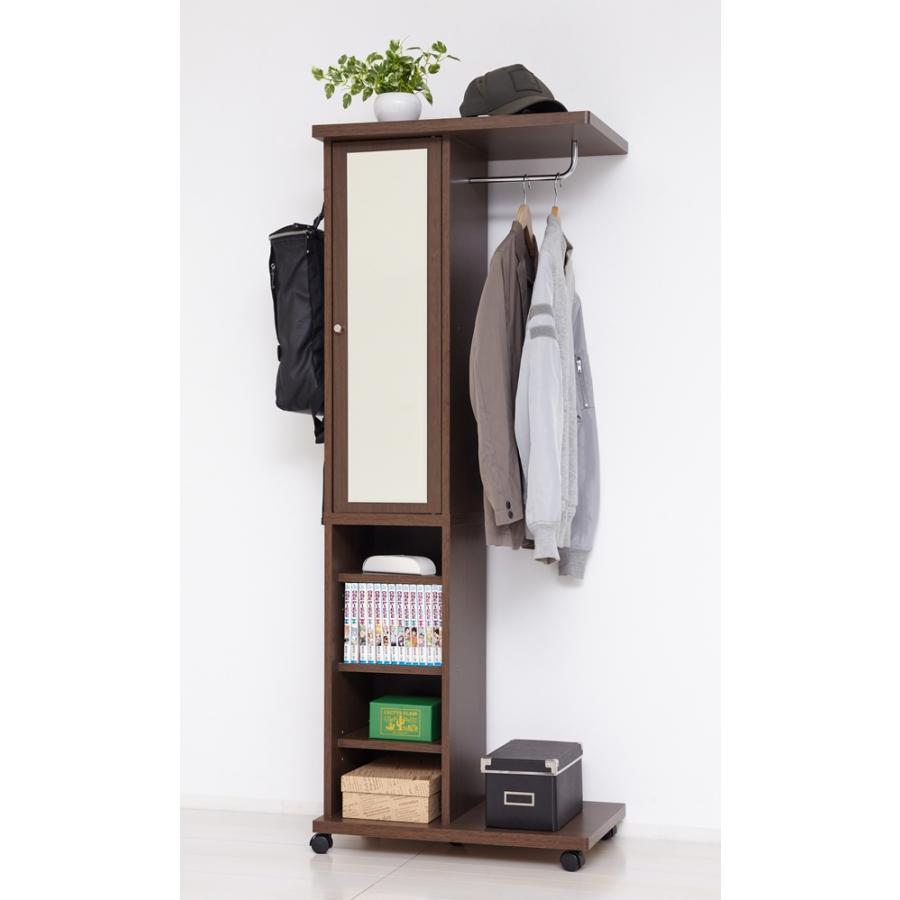 ミラー付ハンガーラック 収納家具 ドレッサー 鏡台 姿見ドレッサー 