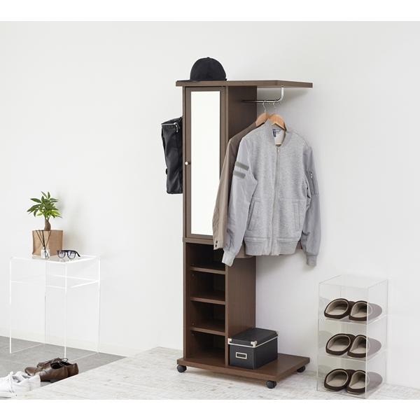 ミラー付ハンガーラック 収納家具 ドレッサー 鏡台 姿見ドレッサー