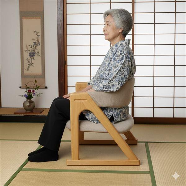 立ち上がりが楽々あぐら座椅子 木製フレーム 折り畳み式 座椅子