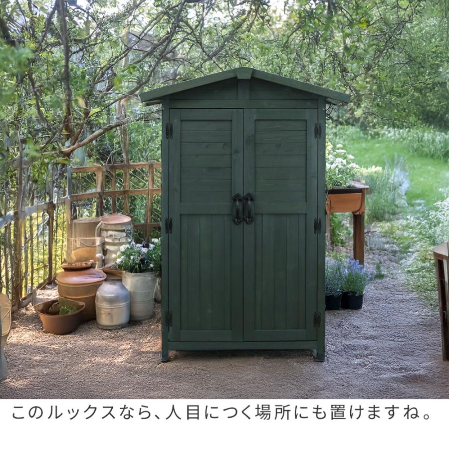 三角屋根収納庫 住宅設備 物置 車庫 屋外収納庫 KGRS1600-2 木製 ウッド 物置 木製物置 収納庫 屋外 収納  倉庫 スリム  diy ベランダ 庭 ナチの画像