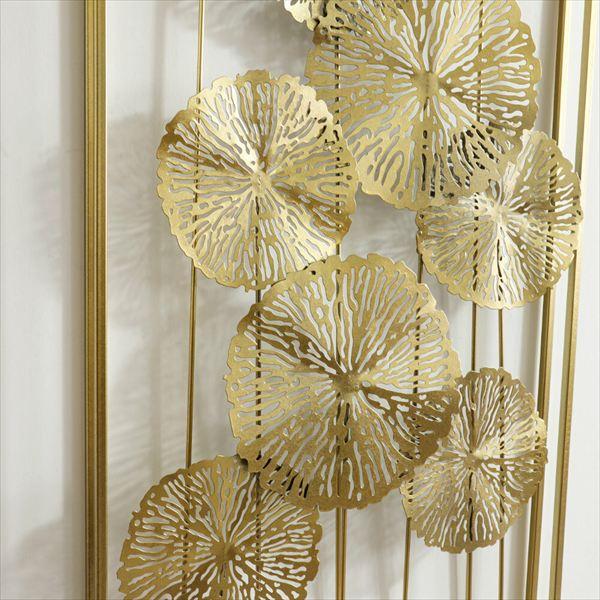 金色の葉の壁掛けアート。手作り ウォールアートパネル ロータス ゴールド 壁掛け 蓮の葉 ウォール