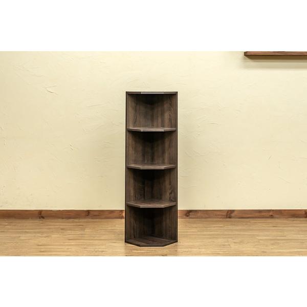 収納家具 本棚 ラック カラーボックス コーナーラック 4段 fbc04wal