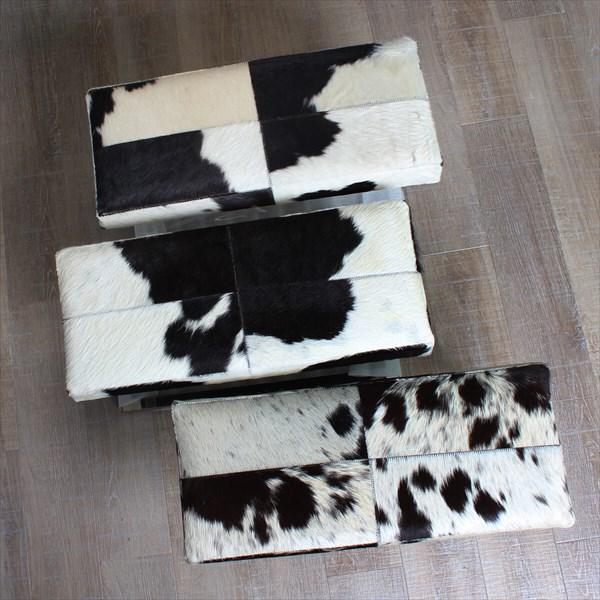 レビューでプレゼント／シルバー脚の 毛皮 スツール 60×25cm イス