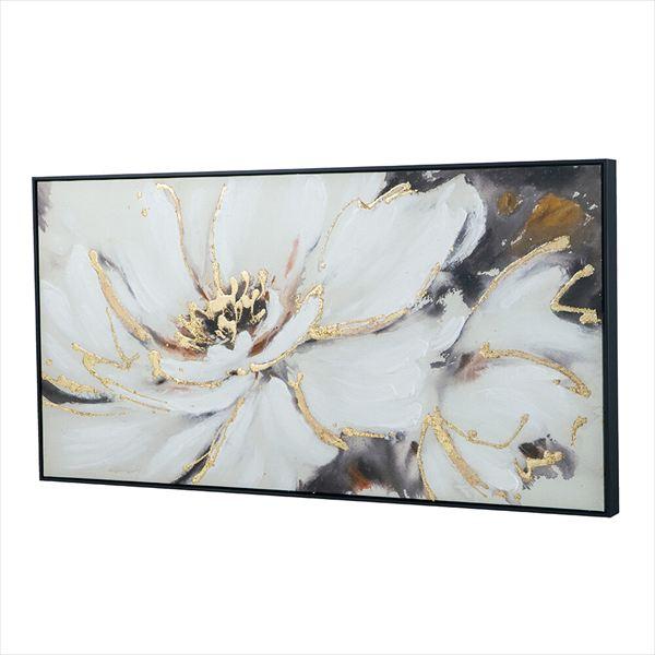 ＼レビューでプレゼント／アートパネル フラワー×グレー 花柄 長方形 62×122cm 楽器 手芸 コレクション 美術 工芸品 掛け軸 AN-82846 完成品 モダンインテリの画像