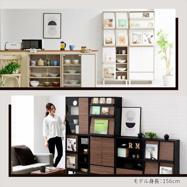 ＼レビューでプレゼント／Adatto ガラス＆扉タイプ ラック 幅60cm 収納家具 本棚 ラック カラーボックス ウッドラック FSI-0の画像