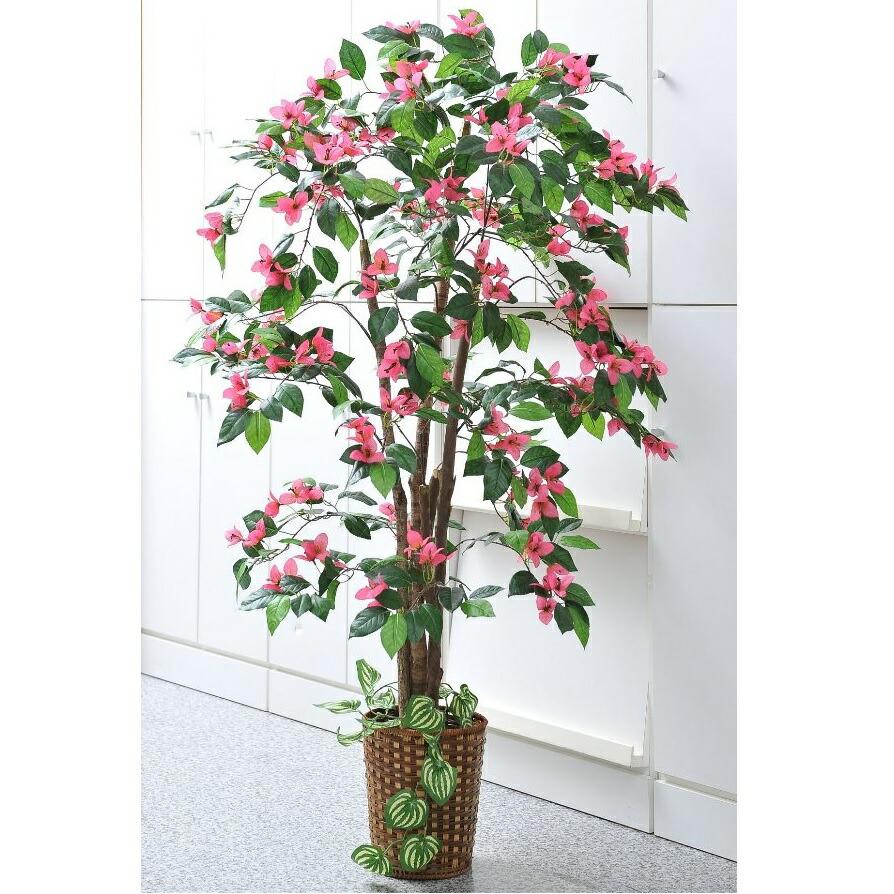 人工観葉植物 ブーゲンビリア 竹カゴ付 Enish E Designweb Jp