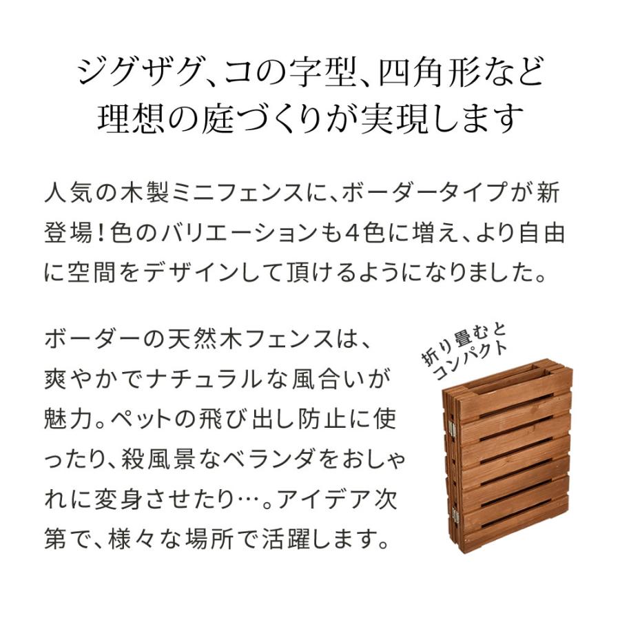 ＼レビューでプレゼント／折り畳めるウッドフェンス（横ボーダー）120×44cｍ 4枚組 庭 ガーデニング ガーデンファニチャー ガーデンフェンス W_2