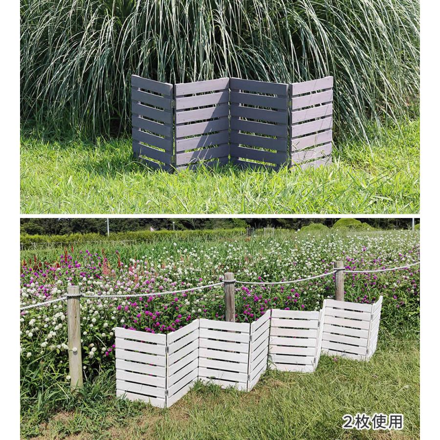 ＼レビューでプレゼント／折り畳めるウッドフェンス（横ボーダー）120×44cｍ 4枚組 庭 ガーデニング ガーデンファニチャー ガーデンフェンス W_5