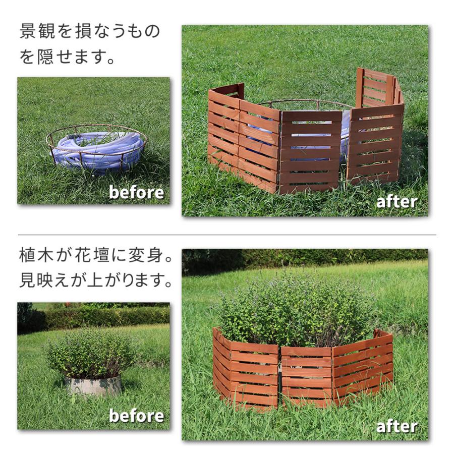 ＼レビューでプレゼント／折り畳めるウッドフェンス（横ボーダー）120×44cｍ 4枚組 庭 ガーデニング ガーデンファニチャー ガーデンフェンス W_9