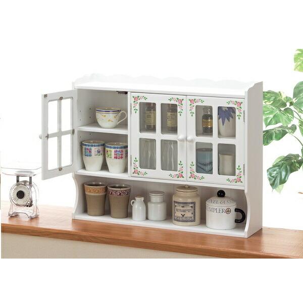 インテリア 寝具 収納 収納家具 可愛い キッチン収納 食器棚 キッチンボード Diy 工具 花柄キッチン収納上置きラック 2枚扉 Fl 1604 Fl 1604 収納 ラック 花柄 可愛い 完成品 H バリュー家具 ゆとり生活研究所