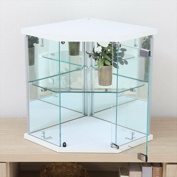レビューでプレゼント／卓上ガラスコレクションケース コーナー テレビ 
