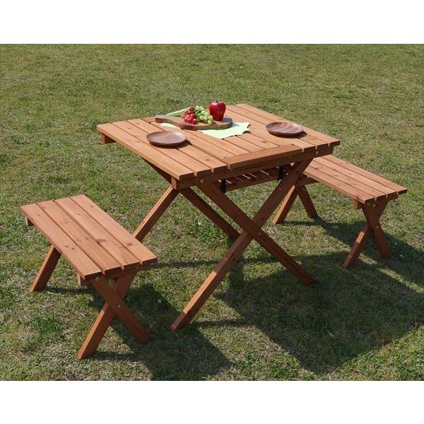 ＼レビューでプレゼント／杉材BBQテーブル＆ベンチセット ミニ コンロスペース付 アウトドア キャンプ 登山 テーブル チェア ハンモック アウトドアテーブル 1_6
