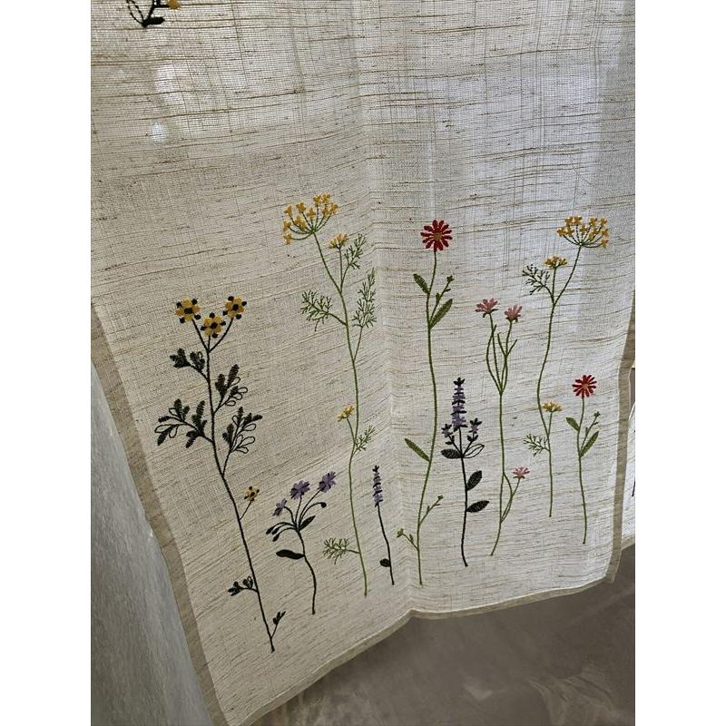 レビューでプレゼント／のれん「ボタニカル刺繍」85×150cm カーテン