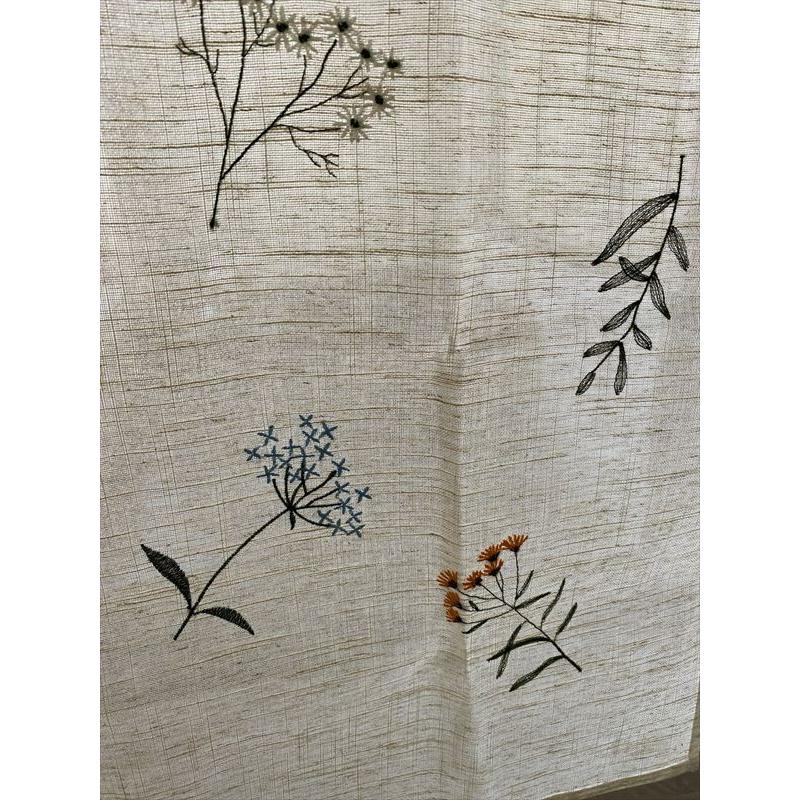 レビューでプレゼント／のれん「ボタニカル刺繍」85×150cm カーテン