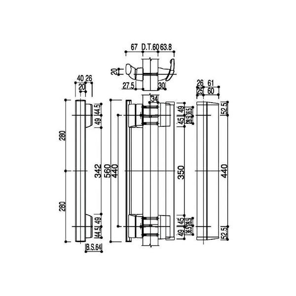 YKK AP プッシュプルハンドル左勝手 【品番：YG HH3K-17161（YG HH3K17161）】の画像