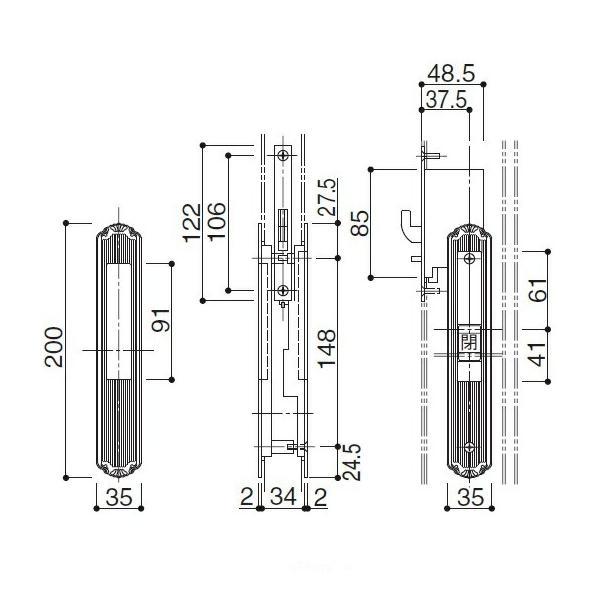 YKK AP 戸先内締り錠 ブロンズ 【品番：YB HHJ-0326（YB HHJ0326