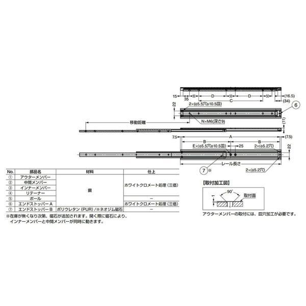 スガツネ工業　CHAMBRELAN　スライドレール CBL-RA5R 重量用　【品番：CBL-RA5R-400】_2
