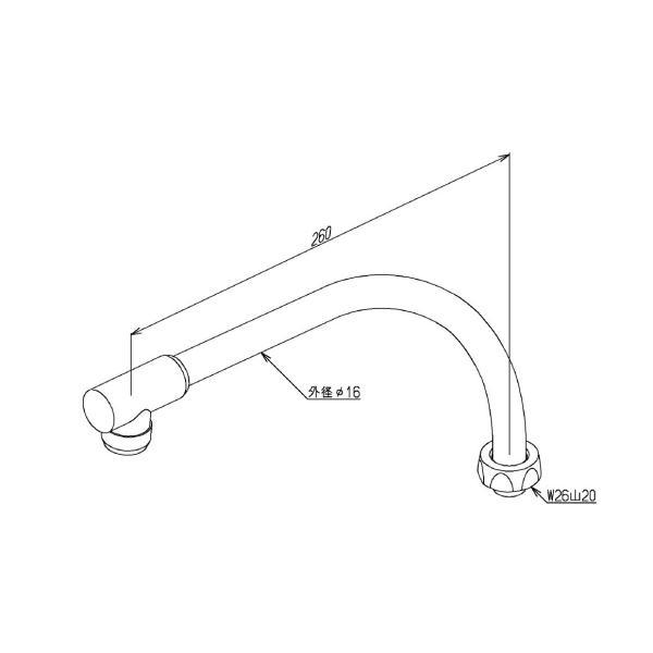 TOTO 自在スパウト（260mm、W26山20、整流キャップ付） ホワイト 【品番：THY239A#NW1】の画像