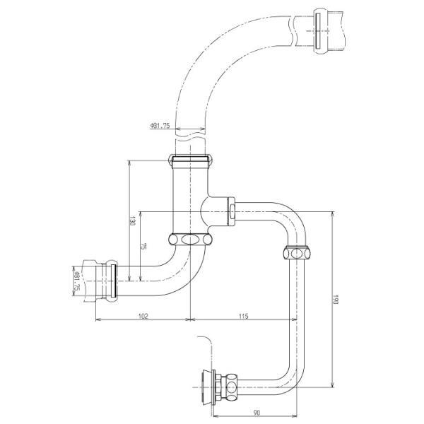 TOTO　大便器用洗浄管（32mm、分岐金具付）　【品番：TS500D】_1