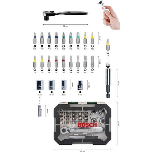 ボッシュ ドライバービット＆ミニラチェットセット 26pcs 【品番