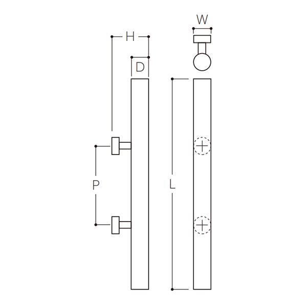 MARUKI　クロウッド丸棒ハンドル25φ（両面） 寸法500　【品番：W-2200】_1
