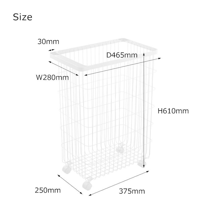 towerランドリーバスケットワゴン tower 山崎実業 ランドリーバスケット タワー キャスター付き