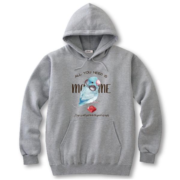 プルパーカー ヘッドフォンマメ（ブルー） 男女兼用 ユニセックス スウェット 裏パイル 鳥 可愛い かわいい |  | 01