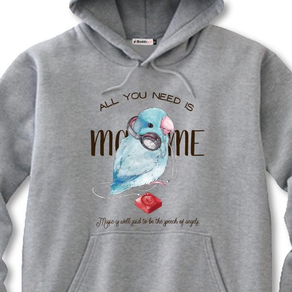 プルパーカー ヘッドフォンマメ（ブルー） 男女兼用 ユニセックス スウェット 裏パイル 鳥 可愛い かわいい |  | 02