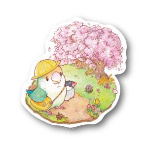 ステッカーＭサイズ さくらさくら 防水 耐水 強粘着 インコ フィンチ sticker 鳥 可愛い かわいい | 