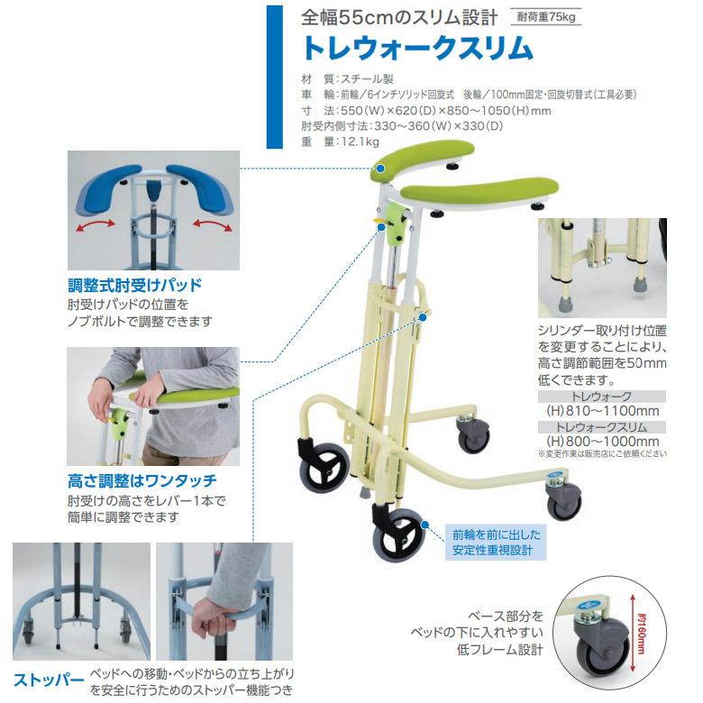 日進医療器 医療用歩行器 トレウォークスリム 四輪歩行器トレウォーク スリム【日進医療器】 | シルバーカー歩行用品