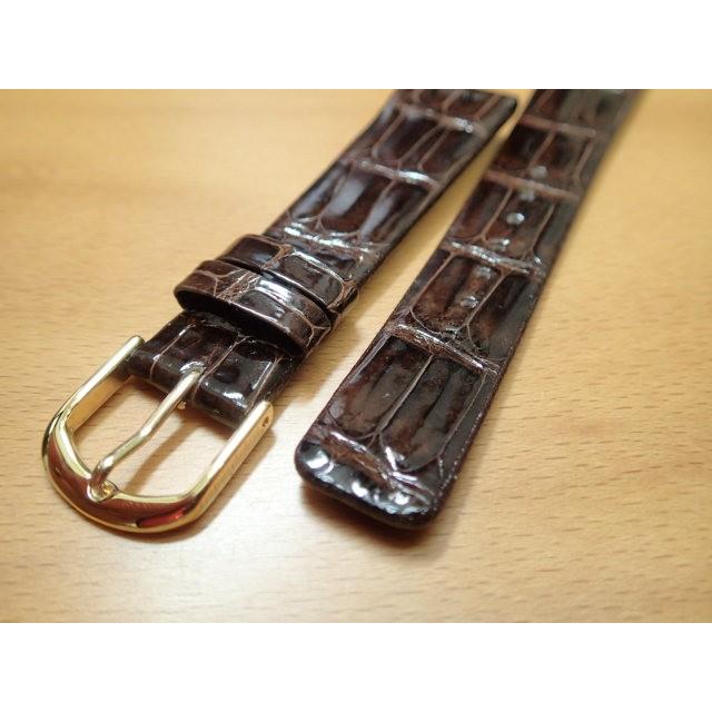 17mm〜 19mm 時計バンド (腕時計) ベルト クロコダイル ワニ チョコ