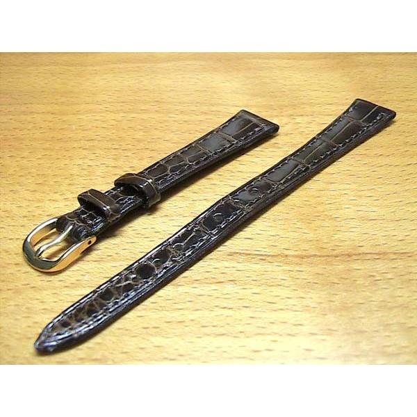 12mm時計バンド(腕時計)ベルト１２ミリ クロコダイル (ワニ) 時計バンド 時計ベルト バネ棒 サービスつき 12mm チョコ 腕時計用 時計ベルト